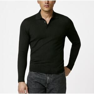 Atelier Munro Mens Ultra-Fine Merino Wool Polo Sweater Small Luxury